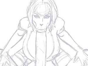 interracial blowjob drawing - blowjob sketch in the POV style with a massive wiener