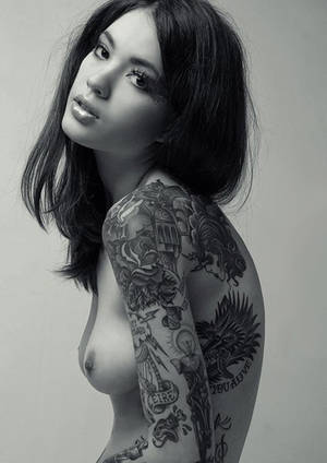 half black babes nude - half naked black & white tattoed girl photography - Google Search