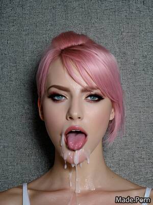 Girl Bukkake Porn - woman wife bukkake pink hair 20 profile shot shaved created by AI â€“ AI Girls
