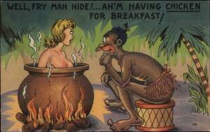 naked black african cartoon - Native Black African Man Cooks Nude White Woman in Pot Cannibal Comic PC |  Topics - Risque - Women - Other, Postcard / HipPostcard