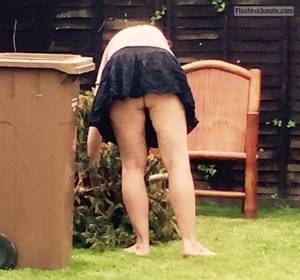 grannie upskirt flashing in public - Granny gardening pantyless caught by voyeur