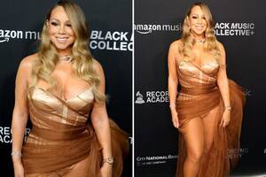 mariah cerry cheerleader upskirt panties - Mariah Carey slips and flashes her underwear in nude corset at Recording  Academy Honors in LA | The US Sun