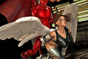 Angel Sex - Busty angel fucked from behind by a devil | KingdomOfEvil 3d