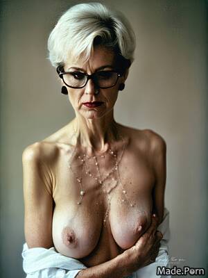 hair short - Porn image of vintage white nude white hair short hair facial glasses 60  created by AI