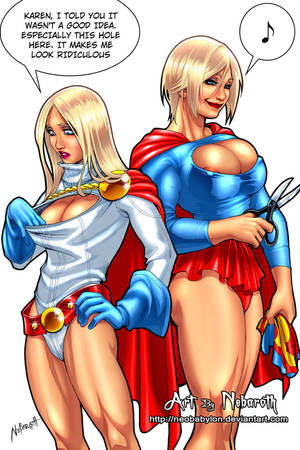 cartoon power girl nude - Hilarious first image of a Costume Swap with Powergirl and Supergirl. I  love the hair