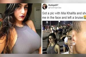 Mia Khalifa Porn Captions - Mia Khalifa hits a fan while he takes a selfie with the porn star without  asking her, Twitterati does not forgive him! | India.com