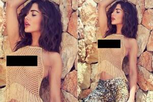 nipple hot bollywood - Amy Jackson Risks Flashing Her Nipples Wearing Netted Fringed Top in This  Hot Picture | India.com
