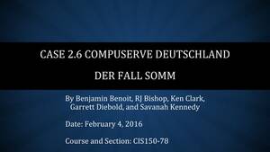 Compuserve Porn - Case Study and Analysis: CompuServe Deutschland | PPT