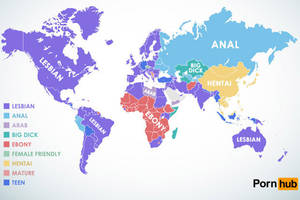 Hentai Porn Search - A map showing the most searched porn across the world