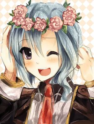 Gaius Rune Factory 3 Porn - Rune Factory anime girl with flower headband and blue hair smiling