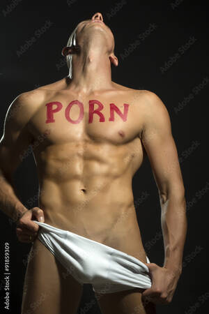 Man Porn - Sexy man with porn text foto de Stock | Adobe Stock