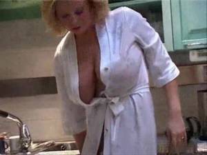 big breasted kitchen - Mother in her kitchen teasing big tits