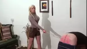 blonde caning - Caning punishment by hot young blonde mistress in leather BDSM - BDSM.one