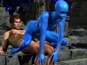 Blue Alien Girl - Human Fucking 3D Blue Alien Girl!