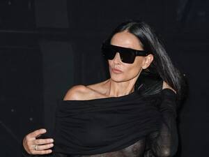 demi moore - Demi Moore accidentally exposes chest at Paris Fashion Week after wardrobe  malfunction - Mirror Online