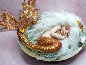 Mermaid Gina Wild Porn - OOAK art doll fantasy mermaid baby polymer clay sculpture
