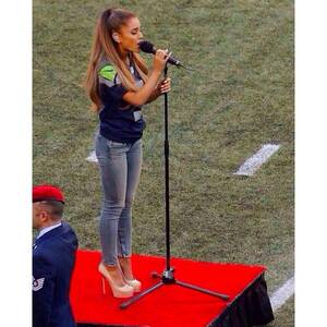Ariana Grande Booty Porn - Ariana Grande performing the National Anthem at the Seattle Seahawks game -  NFL Football Â» ANGEL.GE | Ariana grande, Ariana, National anthem
