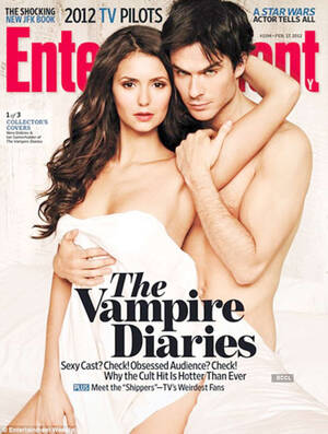 Nina Dobrev Porn Sex - The Vampire Diaries stars Nina Dobrev and Ian Somerhalder strike a raunchy  pose on the cover of 'Entertainment' magazine