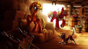 Big Mac Mlp Games - My Little Pony Friendship is Magic wallpaper entitled Applejack, Big  Macintosh, and Winona Wallpaper