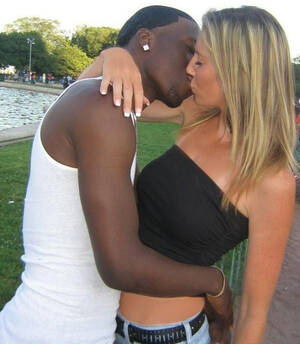 caption interracial kiss - White chick who goes only black - Amateur Interracial Porn