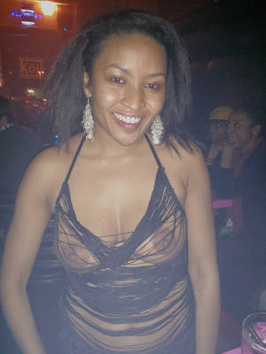 black girl public voyeur - Black GF in see trough tank top