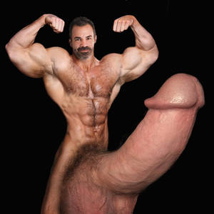 gigantic huge meat cock - Hairy muscle daddy Joe Atlas has a gigantic four foot dick that curves up  when it's hard. See those giant arms? They can jack that fat beast, ...