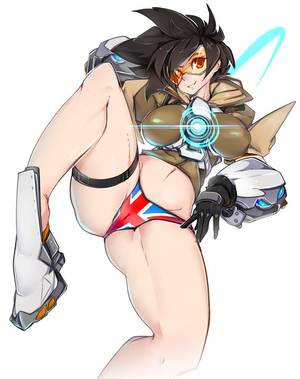 Anime Girl Solo Porn - breasts brown_hair erect_nipples female gloves goggles grin jacket  large_breasts looking_at_viewer no_pants overwatch panties print_panties  puffy_nipples ...