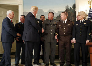Bowser Porn Trump Clinton - President Donald Trump, with Vice President Mike Pence, left, shakes hands  with Sheriff