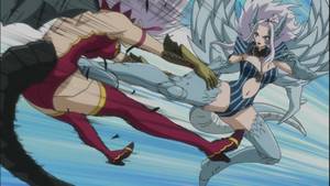 Fairy Tail Mirajane Satan Soul Porn - Hughes with her control magic took off Mira's satan soul and made it fought  againts Elfman and Lissana.