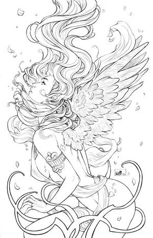 Coloring Pages For Adults Only Porn - Angel adult colouring page