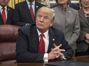 Gina Baca In Porn - WASHINGTON, DC - JANUARY 10: U.S. President Donald Trump makes remarks in  the Oval Office prior to signing the bipartisan Interdict Act, a bill to  stop the ...
