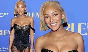 meagan good upskirt - Meagan Good leaves little to the imagination at the world premiere of  Harlem in New York City | Daily Mail Online