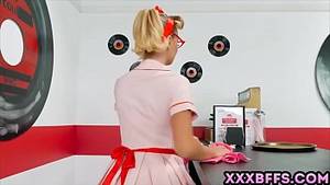 50s Costume Porn - Blonde dressed up as a pin up waitress and gets.