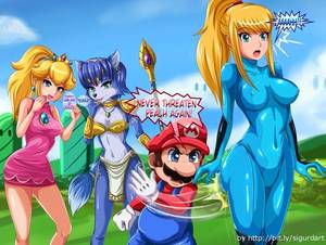 Nintendo Porn Happy Ending - Second part of The Royal Revelation, commissioned by , featuring again  Princess Peach, Zero Suit Samus, Krystal and Mario. The Royal Revelation  Part 2