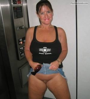 chubby mature wife flashing - Chubby wife in elevator