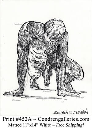 large penis at nude beach - Nude Gay Male (703Z) Large Penis Pen & Ink Drawing â€¢ Condren Galleries