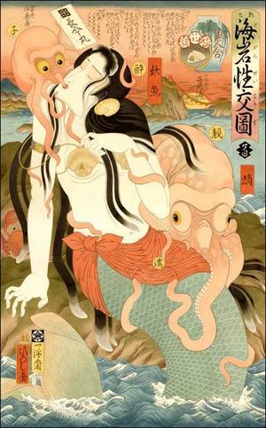 Japanese Octopus Porn Comics - Japanese Mermaid With Octopus â€œ â€¦.. Woodblock Print. â€