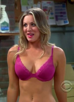 kaley cuoco nude beach shot - Kaley Cuoco hot pink lingerie on The Big Bang Theory