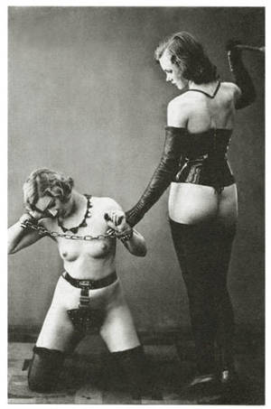 1930 Vintage Black Slave - Mistress and slave in chastity belt, Biederer Studio (c. 1930s)