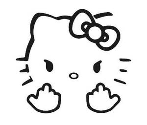 Hello Kitty Tag Team Porn - Hello Kitty Double Middle Vinyl Sticker Decal - 5''x4'' - Black