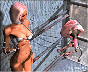 Aliens Cartoon Porn Fucking Machines - Aliens explore girls' holes with fucking machines at 3dEvilMonsters