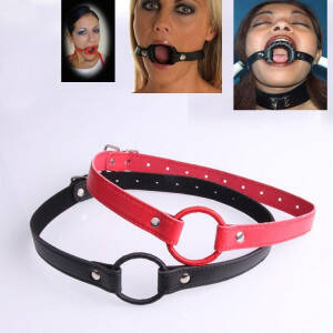 Bit Gag Sex Toy - Leather Wrapped O-Ring Gag Open Mouth Gag - Assorted Color - Sex To...