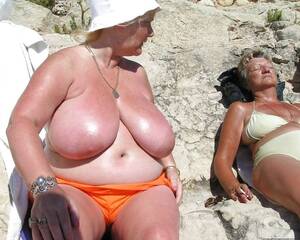 bbw huge breasts beach - Big Granny Tits on the Beach - 82 photos