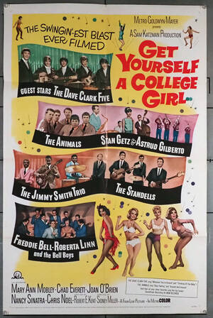 Mary Ann Mobley Porn - Original Get Yourself A College Girl (1965) movie poster in VG condition  for $125.00