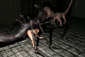 3d Monster Porn Animals - The two 3D monsters fighting each other because they want to fuck a girl