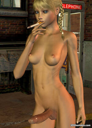 blonde shemales smoking - Blonde 3d girl smoking & wanking