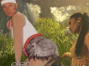 lesbian sex nicki minaj ass - WATCH: Ellen DeGeneres 'Pops Her Booty' for Nicki Minaj's 'Anaconda' Video