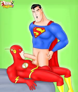 cartoon the flash porn - Flash from Justice League sucking Superman's cock with pleasure -  CartoonTube.XXX