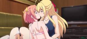 girl anime hentai lesbians kissing - Anime lesbians are licking and kissing while playing with a sex toy -  CartoonPorn.com
