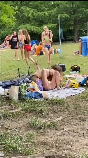free nude beach groping - Girls fight in their Bikinis at Lake Park : r/fightporn